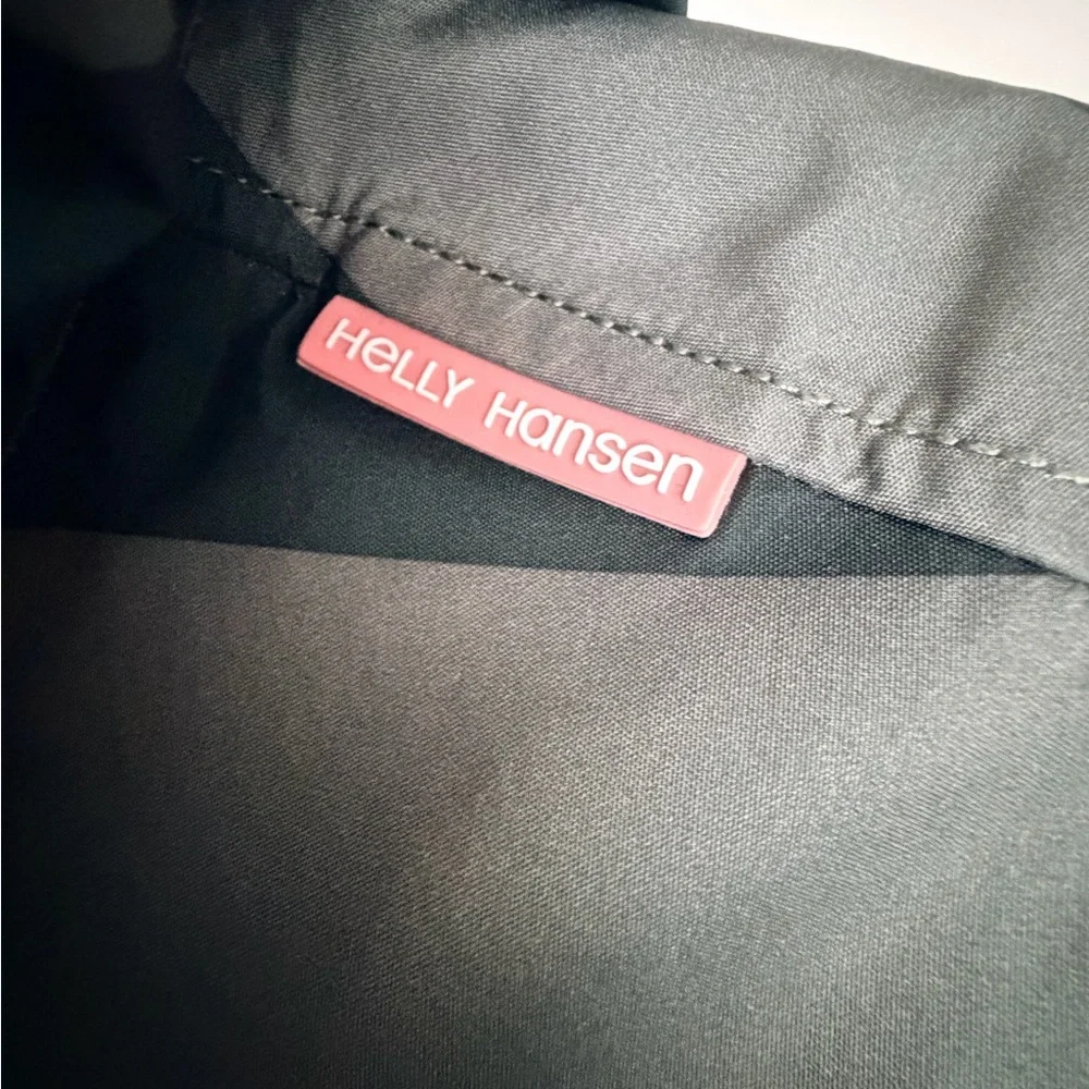 HELLY HANSEN Women’s Hooded Gray Striped Rain Utility Jacket Sz XL
